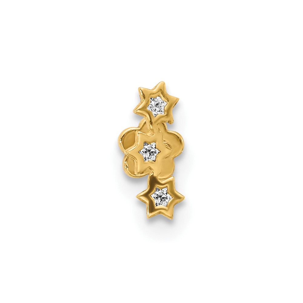 14K 18 Gauge CZ Stars Screwback Cartilage Body Jewelry (BD248)