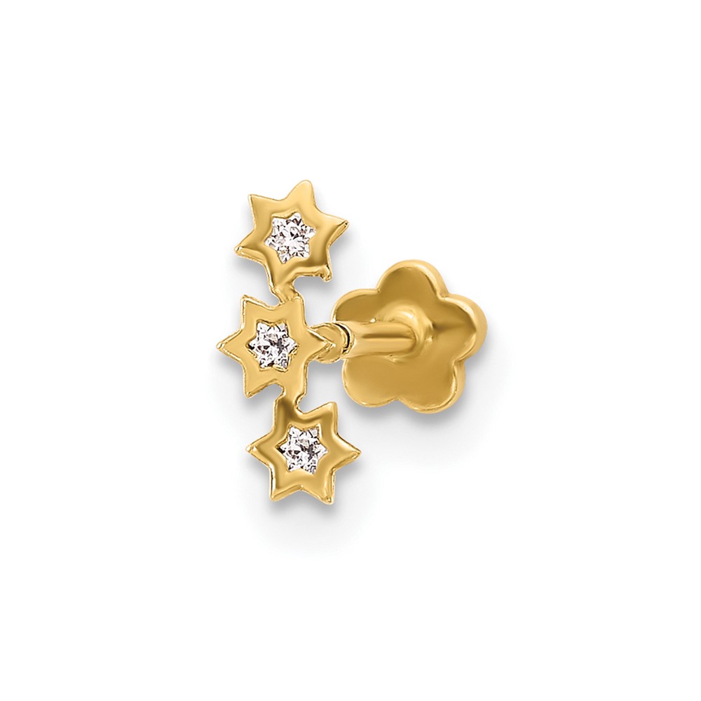 14K 18 Gauge CZ Stars Screwback Cartilage Body Jewelry (BD248)
