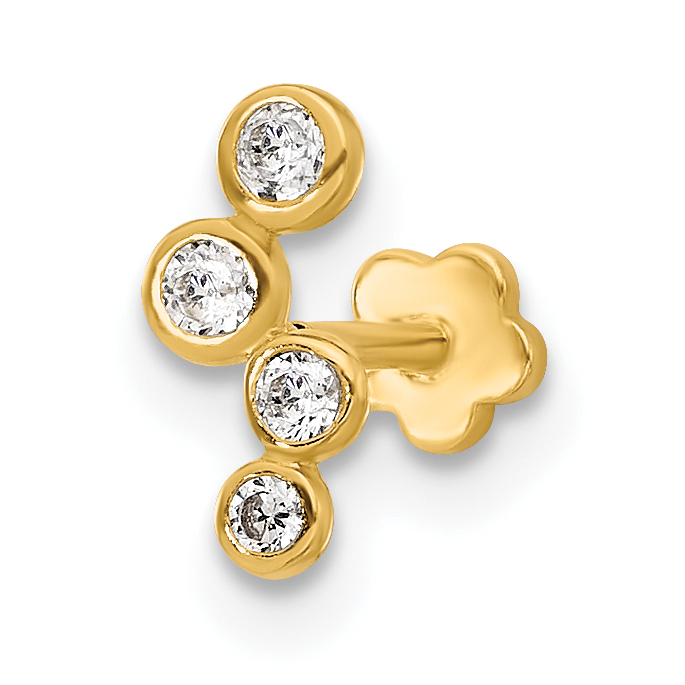 14K 18 Gauge Polished CZ Cartilage Body Jewelry (BD258)