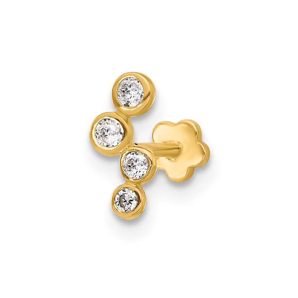 14K 18 Gauge Polished CZ Cartilage Body Jewelry (BD258)