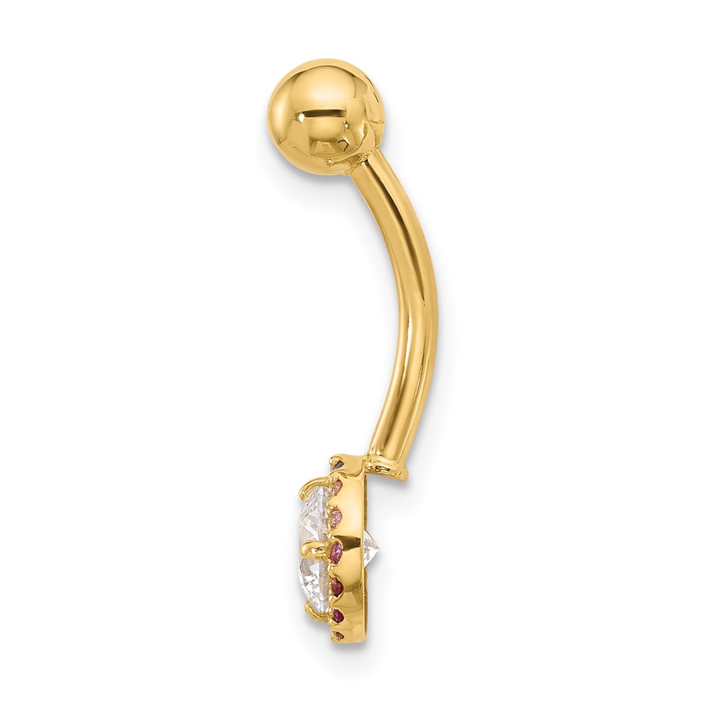 14k 14 Gauge Polished Rainbow CZ Belly / Navel Ring (BD266)