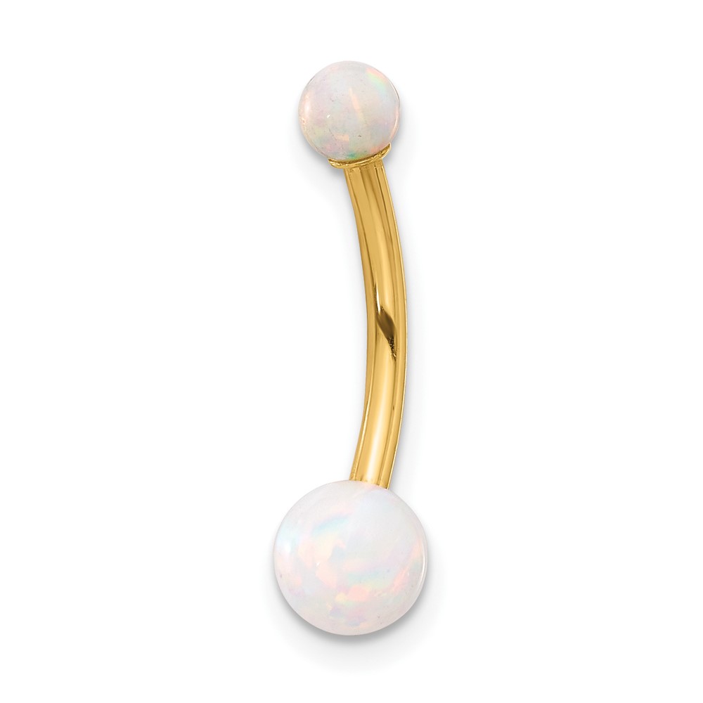 14K 14 Gauge Polished Created Opal Navel/Belly Ring (BD267)