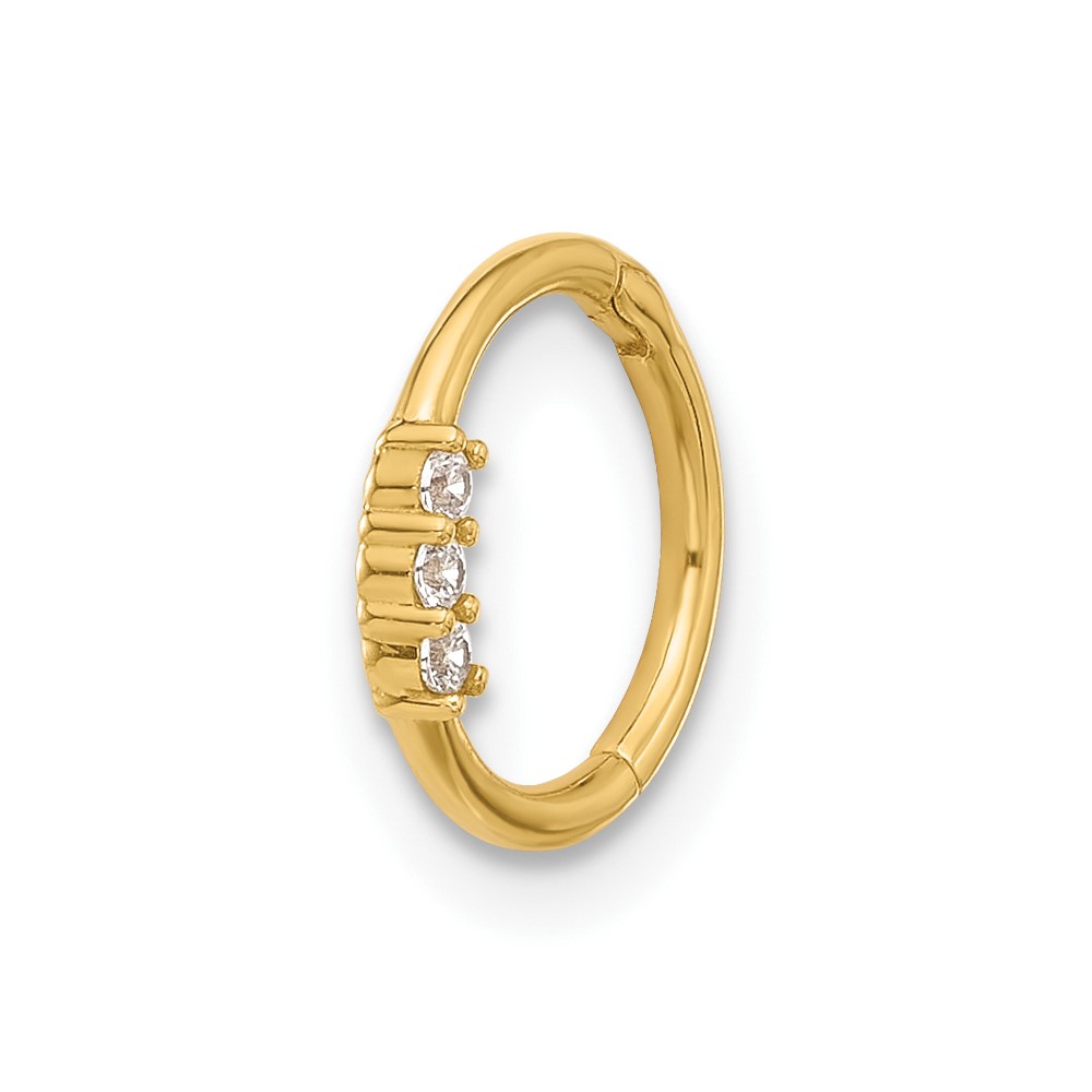 14K 16 Gauge Polished CZ Hinged Cartilage Ring (BD268)