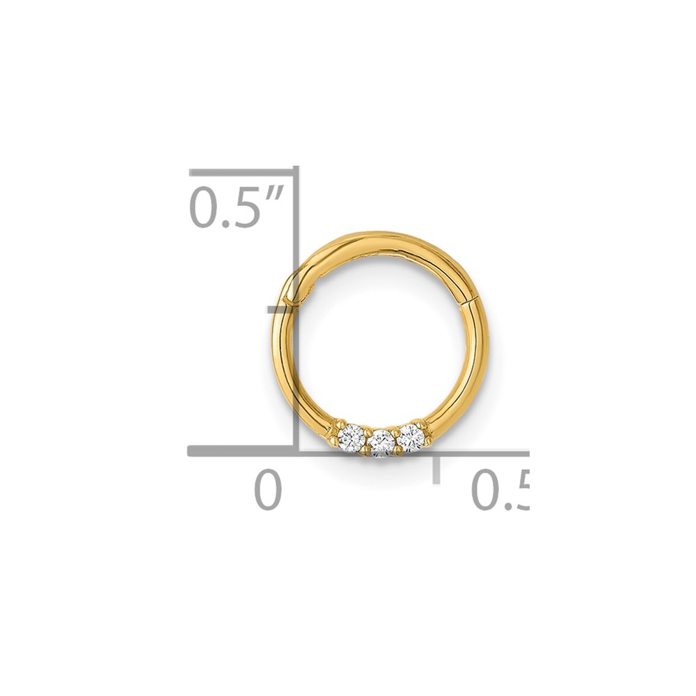 14K 16 Gauge Polished CZ Hinged Cartilage Ring (BD268)