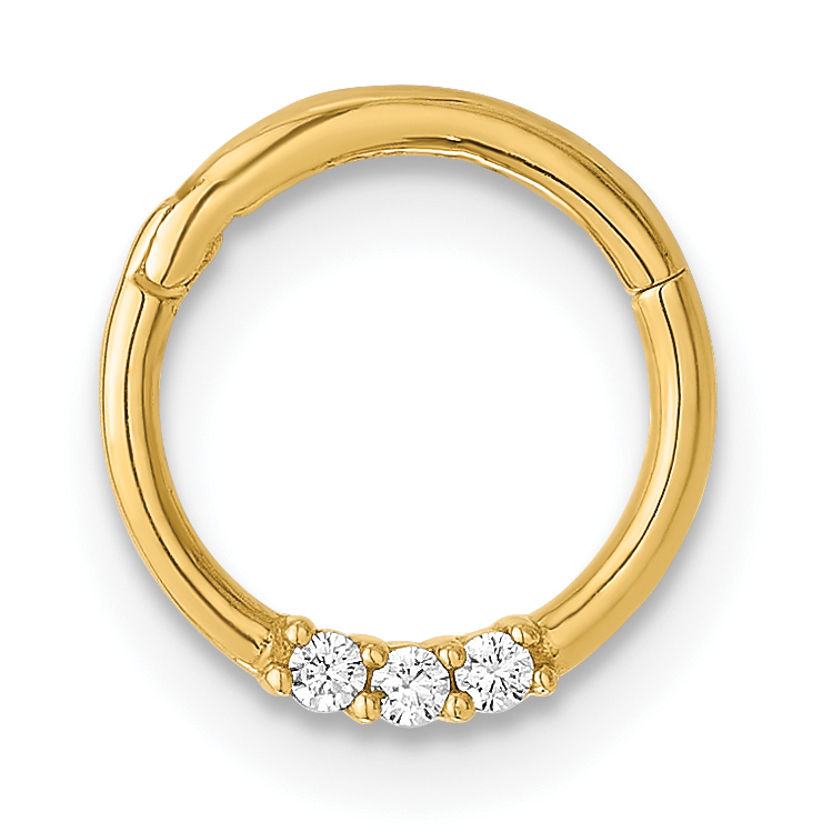 14K 16 Gauge Polished CZ Hinged Cartilage Ring (BD268)