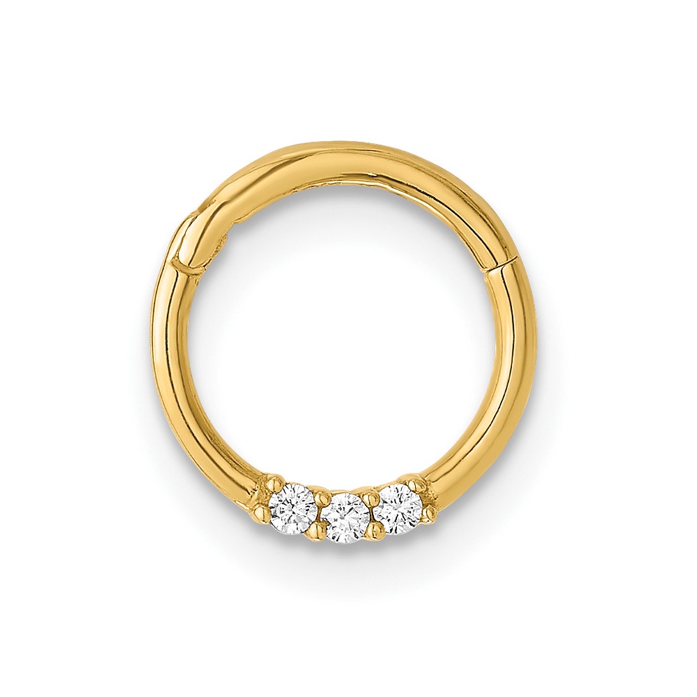 14K 16 Gauge Polished CZ Hinged Cartilage Ring (BD268)
