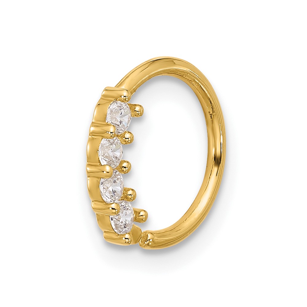 14K 18 Gauge Polished CZ Cartilage Ring (BD271)