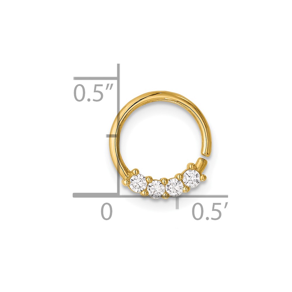 14K 18 Gauge Polished CZ Cartilage Ring (BD271)