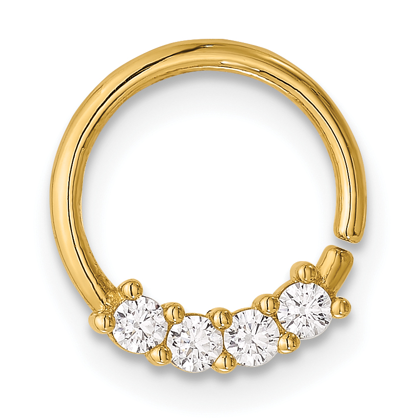 14K 18 Gauge Polished CZ Cartilage Ring (BD271)