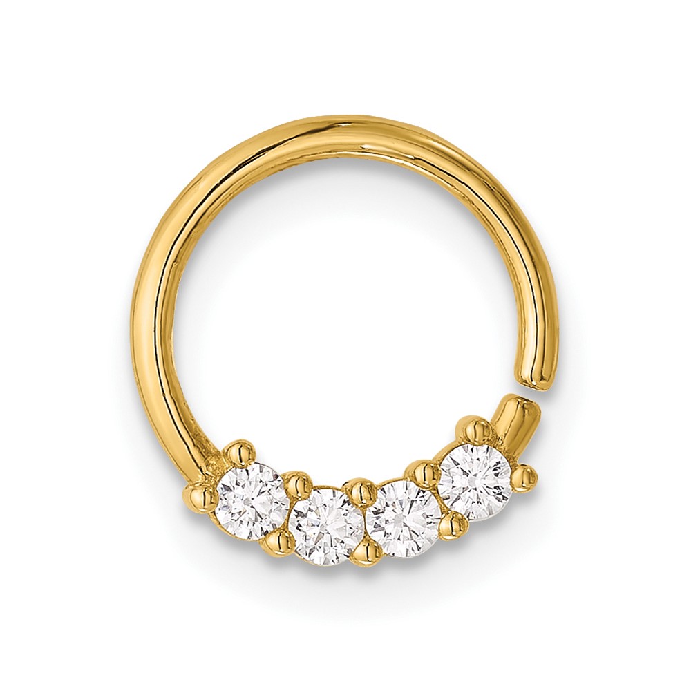 14K 18 Gauge Polished CZ Cartilage Ring (BD271)
