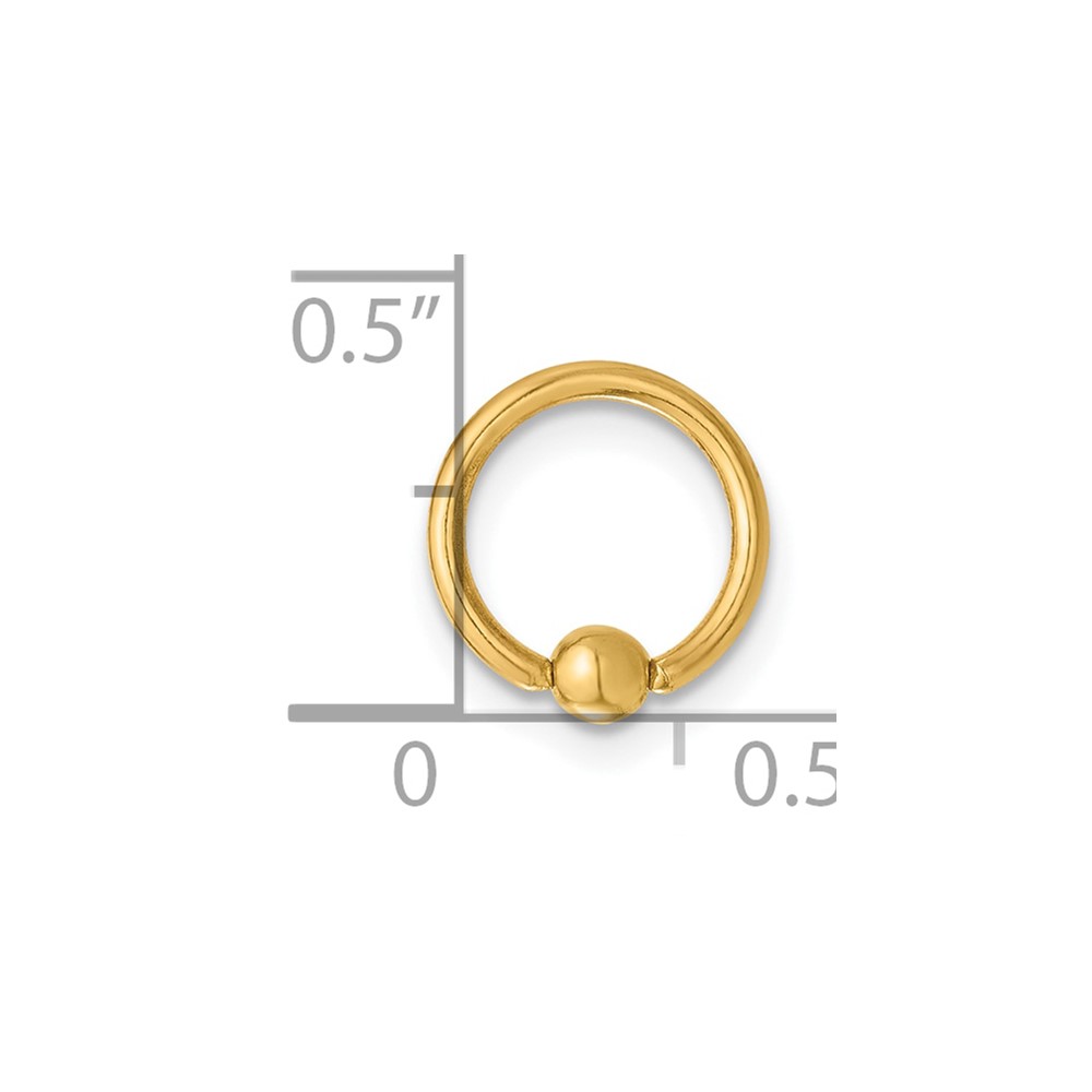 14K 16 Gauge Polished Septum Cartilage Ring (BD273)