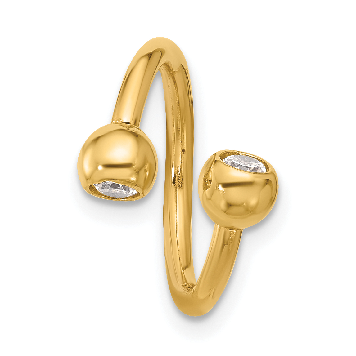 14k 14 Gauge Polished CZ Cartilage Ring (BD276)