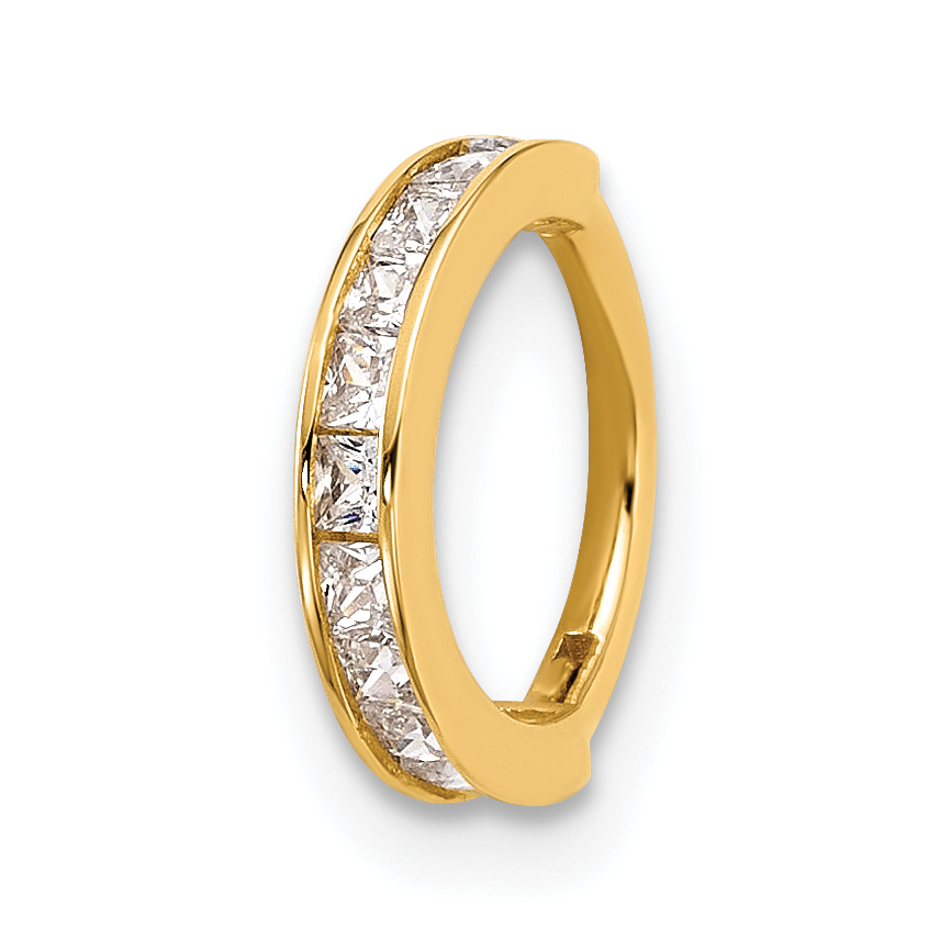 14k 18 Gauge Polished CZ Hinged Cartilage Ring (BD277)