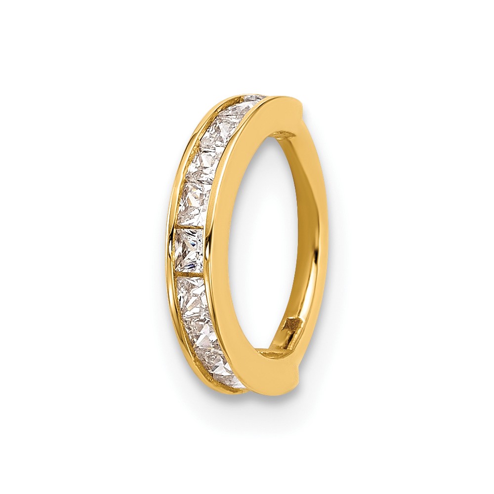 14k 18 Gauge Polished CZ Hinged Cartilage Ring (BD277)