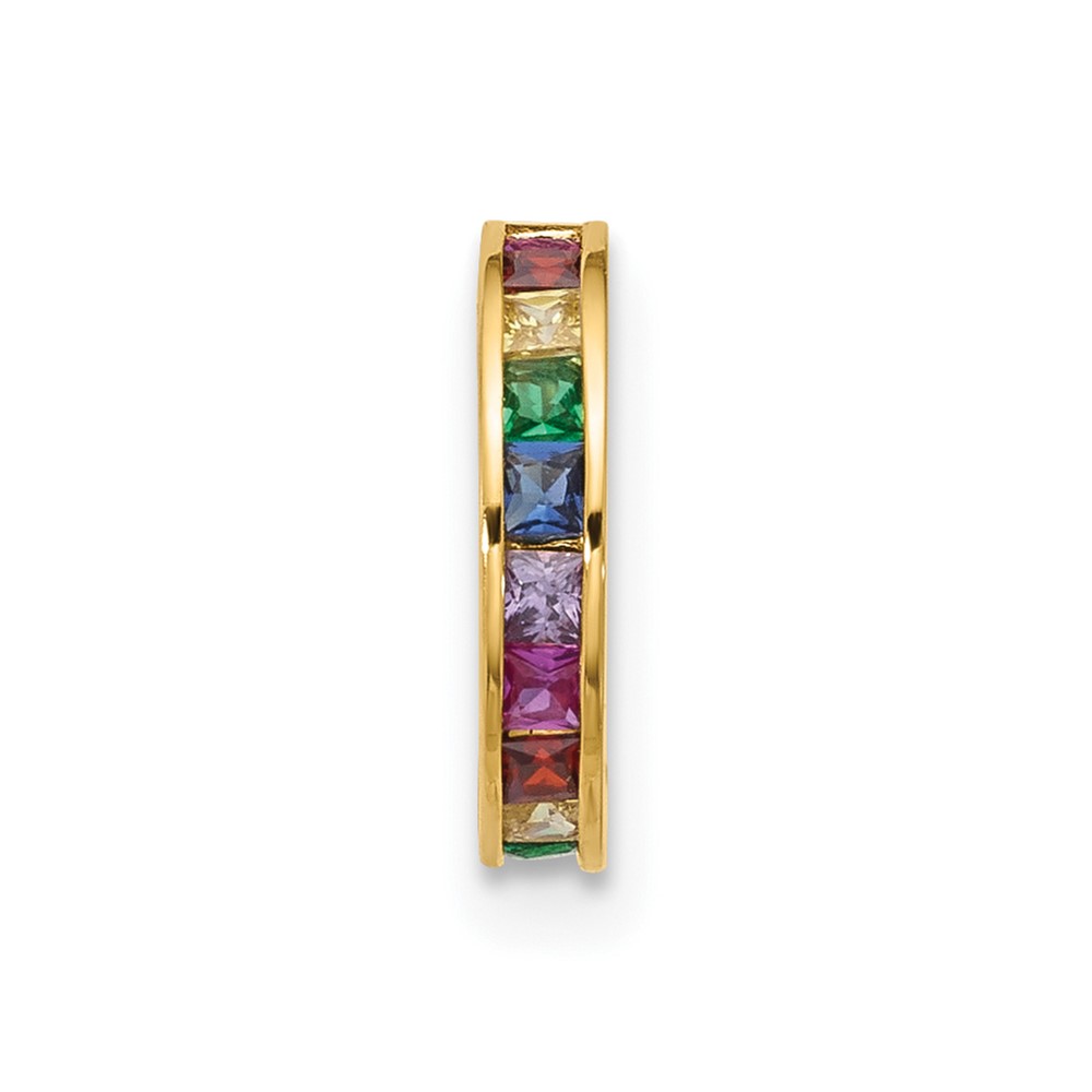 14k 16 Gauge Polished Rainbow CZ Hinged Cartilage Ring (BD278)