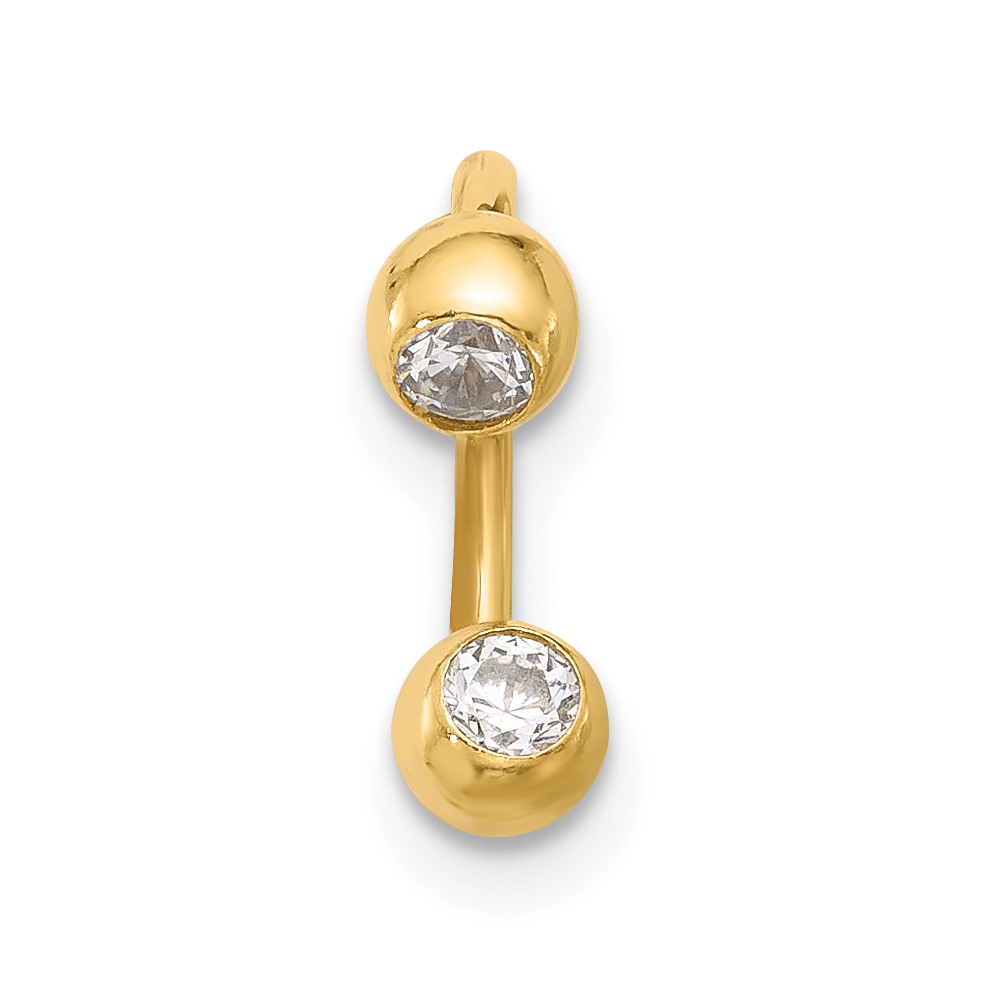 14k 16 Gauge Polished 4mm CZ Cartilage Ring (BD280)