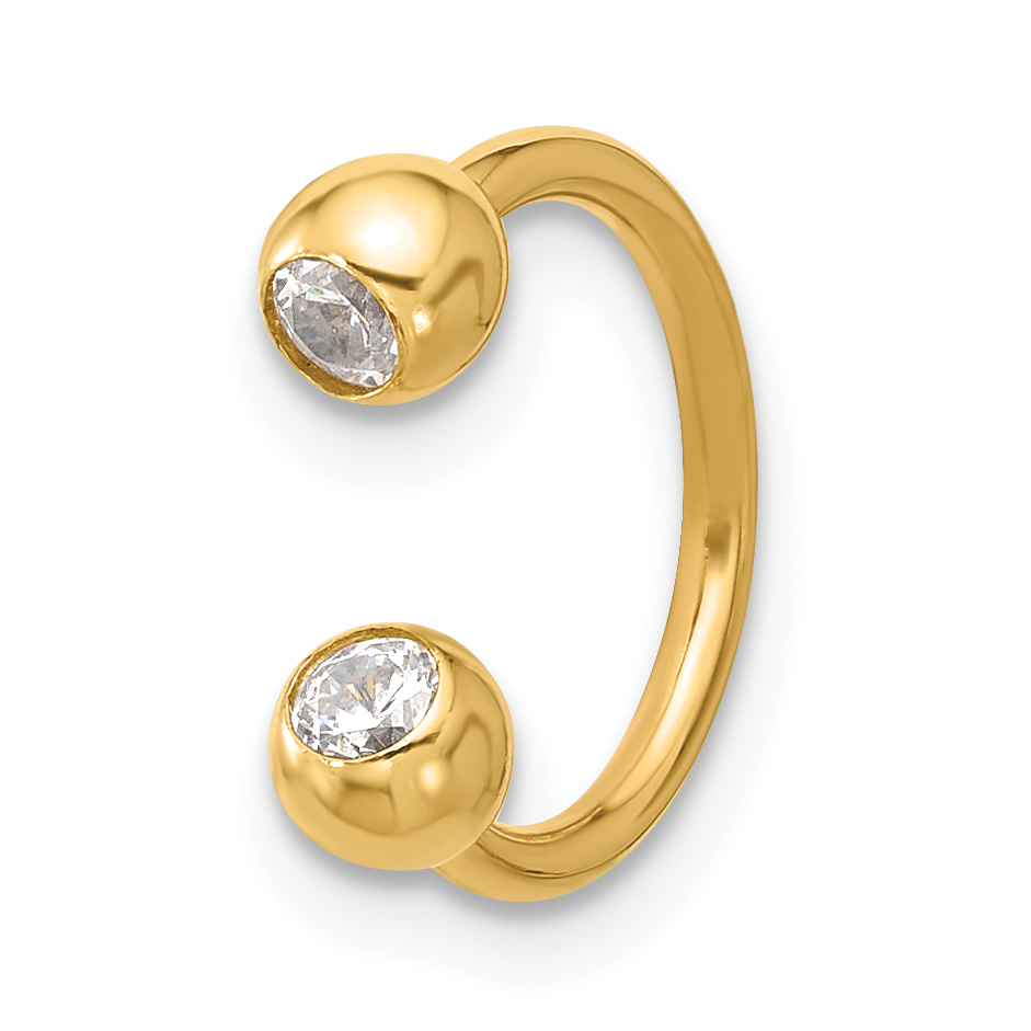 14k 16 Gauge Polished 4mm CZ Cartilage Ring (BD280)