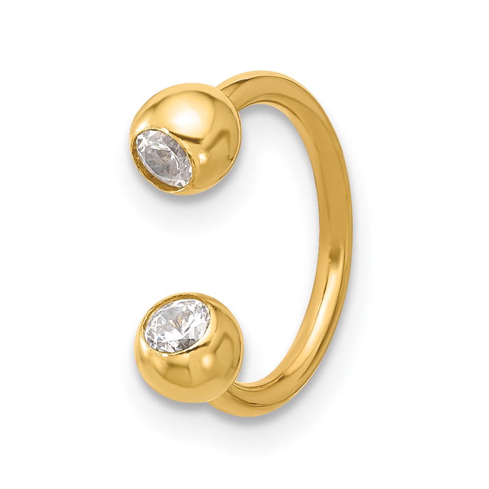 14k 16 Gauge Polished 4mm CZ Cartilage Ring (BD280)