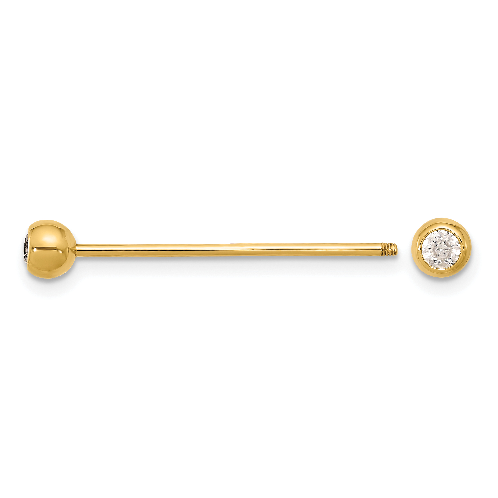 14k 18 Gauge Polished CZ Industrial Body Jewelry (BD281)