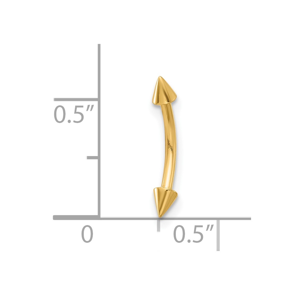 14K 16 Gauge Polished Spiked Eyebrow Ring (BD284)