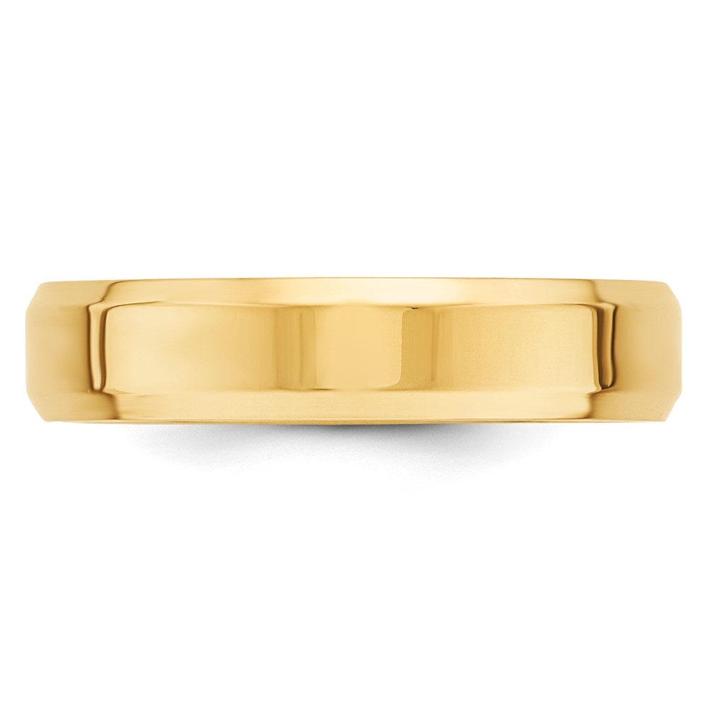 14k Yellow Gold 5mm Beveled Edge Comfort Fit Wedding Band Size 9 (BEC050-9)