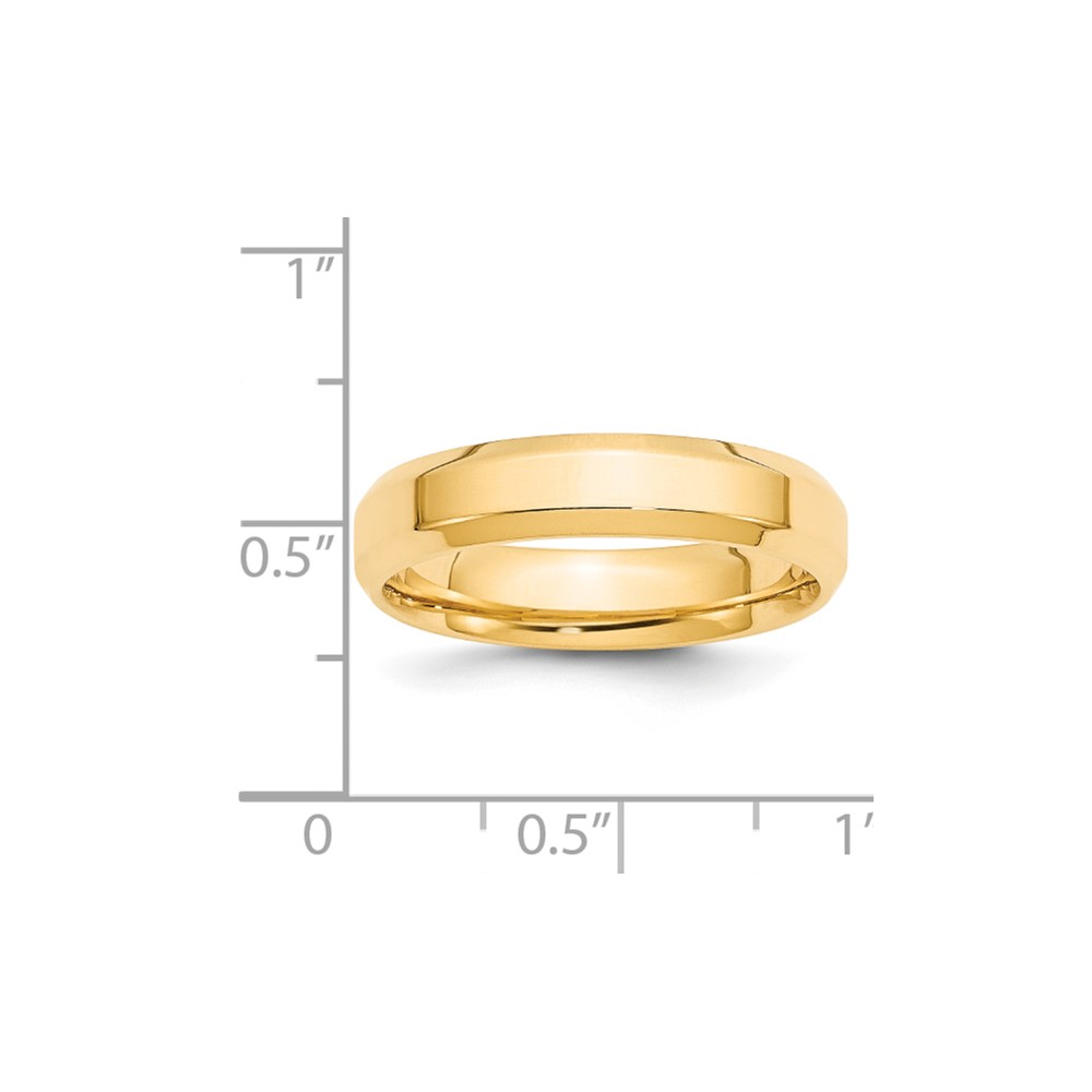 14k Yellow Gold 5mm Beveled Edge Comfort Fit Wedding Band Size 9 (BEC050-9)