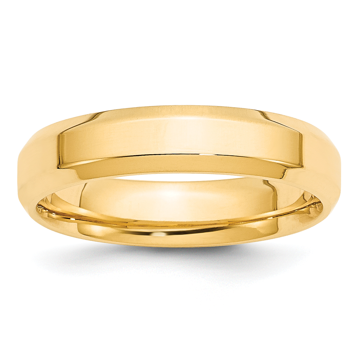 14k Yellow Gold 5mm Beveled Edge Comfort Fit Wedding Band Size 8.5 (BEC050-8.5)