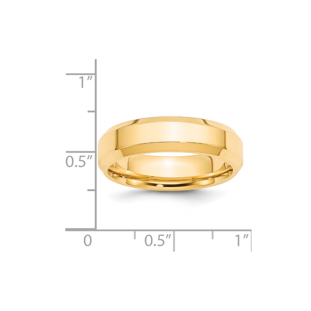 14k Yellow Gold 6mm Beveled Edge Comfort Fit Wedding Band Size 8 (BEC060-8)