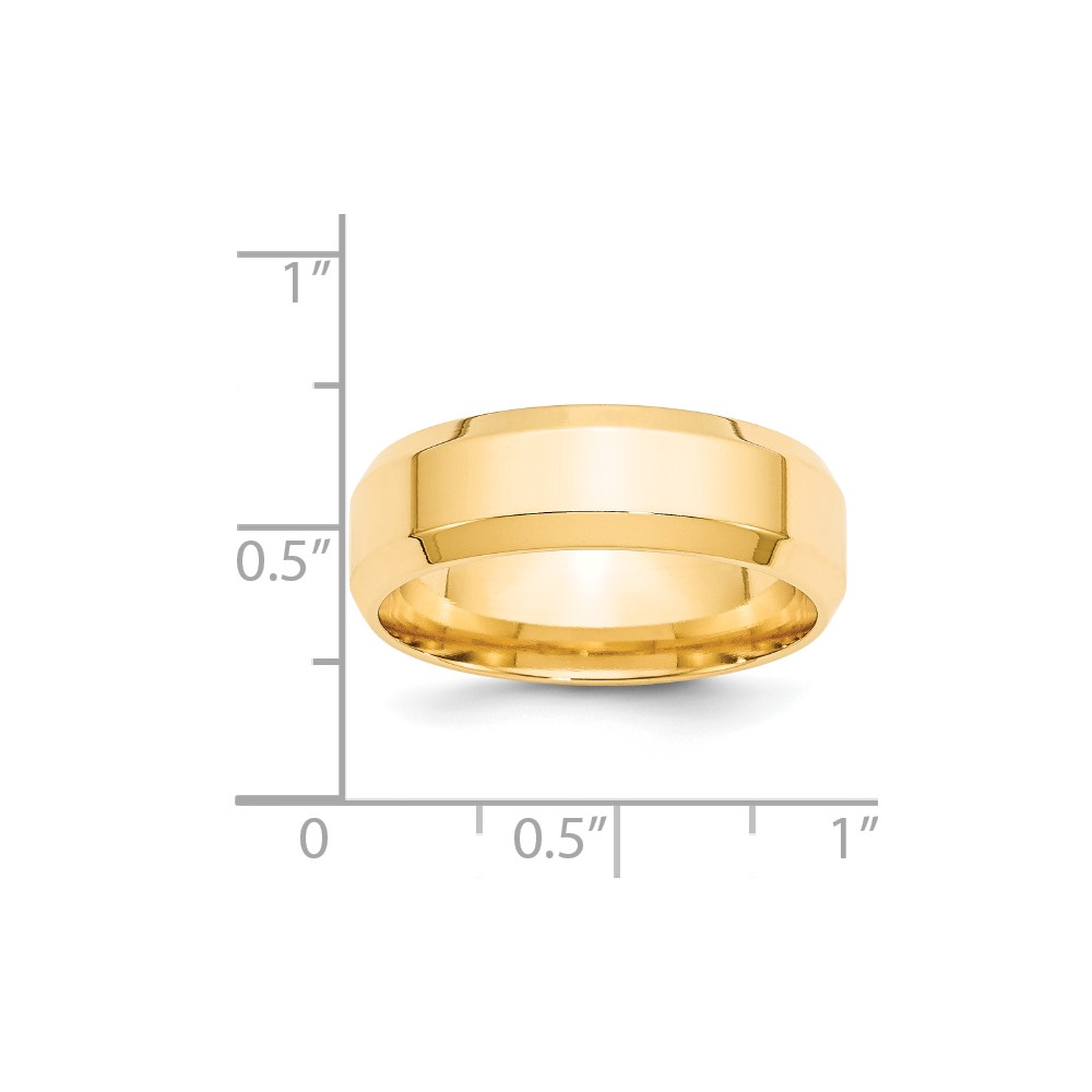 14k Yellow Gold 7mm Beveled Edge Comfort Fit Wedding Band Size 10 (BEC070-10)