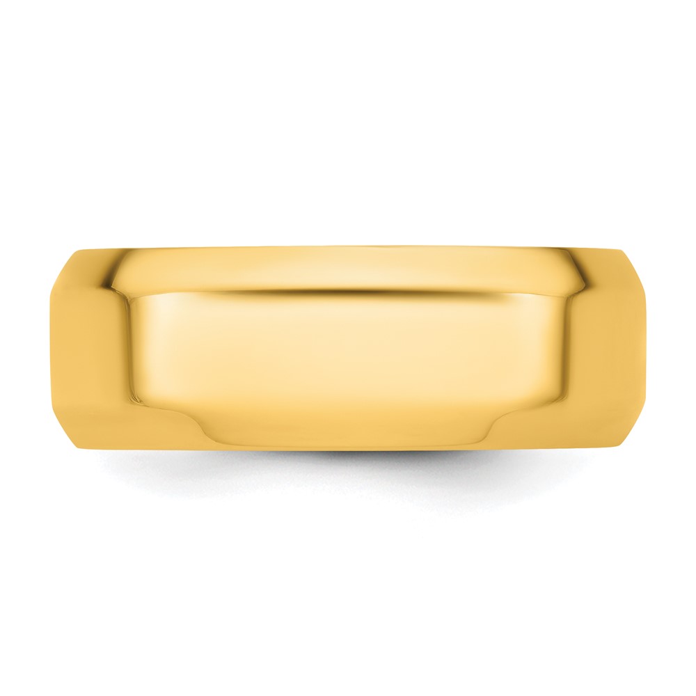 14k Yellow Gold 8mm Beveled Edge Comfort Fit Wedding Band Size 10 (BEC080-10)