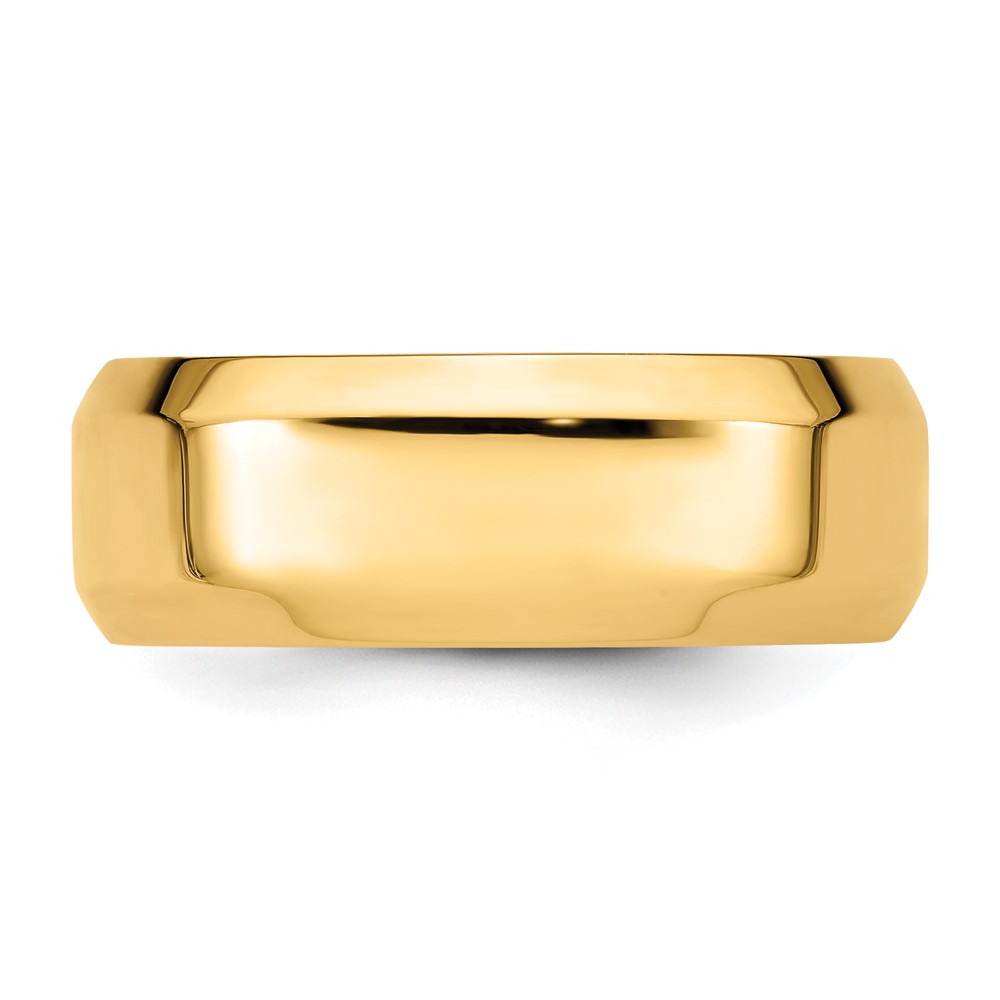 14k Yellow Gold 8mm Beveled Edge Comfort Fit Wedding Band Size 10 (BEC080-10)