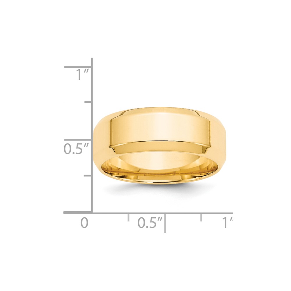 14k Yellow Gold 8mm Beveled Edge Comfort Fit Wedding Band Size 10 (BEC080-10)