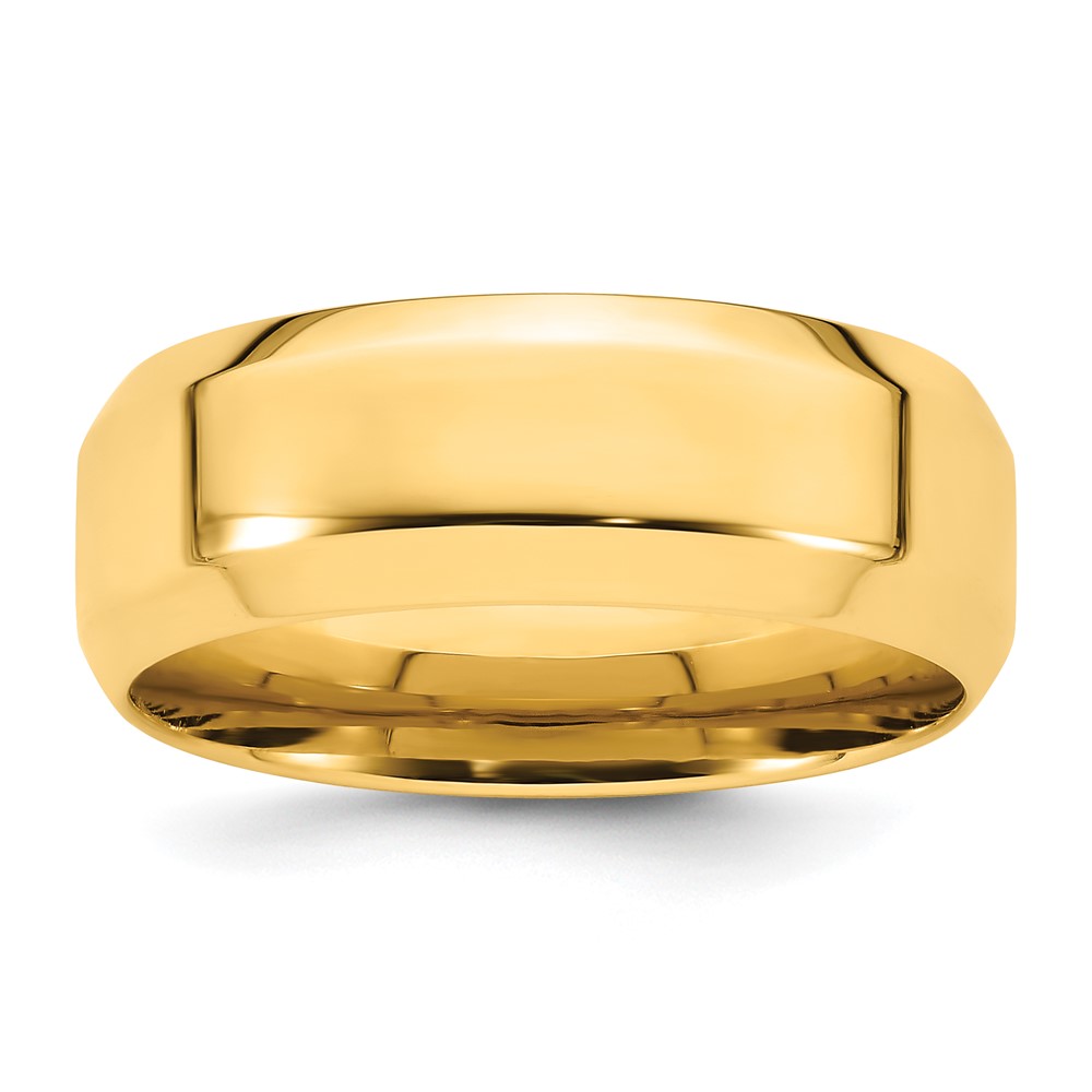 14k Yellow Gold 8mm Beveled Edge Comfort Fit Wedding Band Size 10 (BEC080-10)