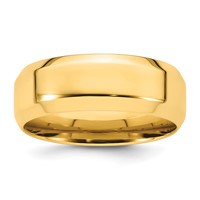 14K Yellow Gold 8mm Beveled Edge Comfort Fit Wedding Band view 1