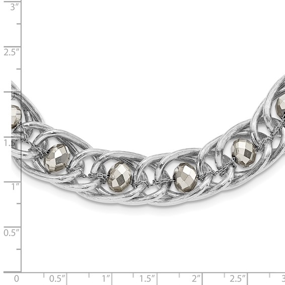 1928 Silver-tone Glass Beaded Fancy Link Necklace