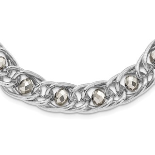 1928 Silver-tone Glass Beaded Fancy Link Necklace