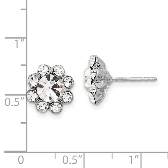 1928 Silver-tone Clear Crystal Post Earrings