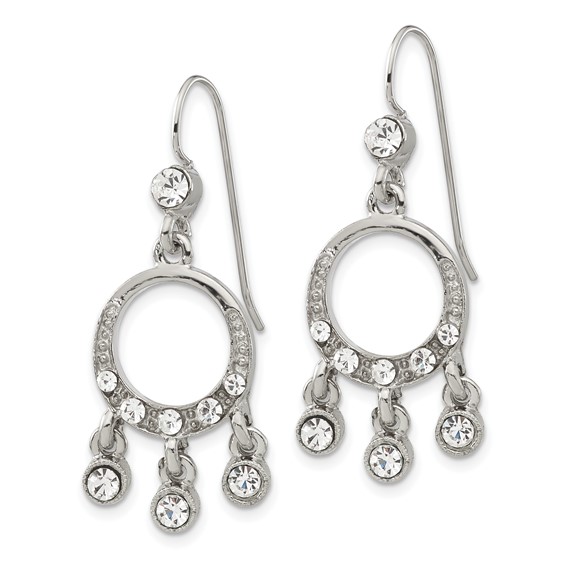 1928 Silver-tone Crystal Chandelier Dangle Earrings