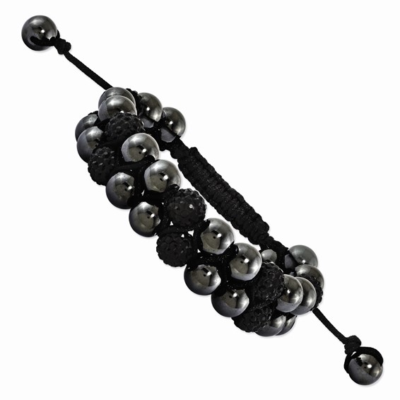 8mm Hematite Black Crystal Beads Double-Layer Black Cord Bracelet