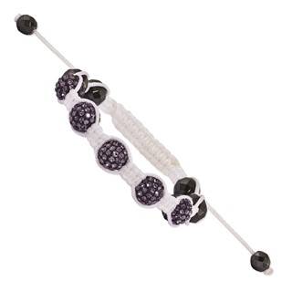 8mm Purple Crystal and Hematite Beads White Cord Petite Bracelet
