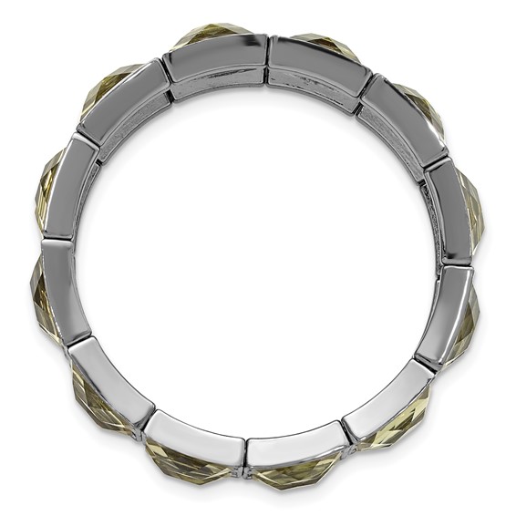 1928 Jewelry Black-plated Frame Grey Epoxy Faceted Stones Stretch Bracelet