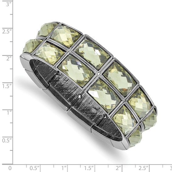 1928 Jewelry Black-plated Frame Grey Epoxy Faceted Stones Stretch Bracelet