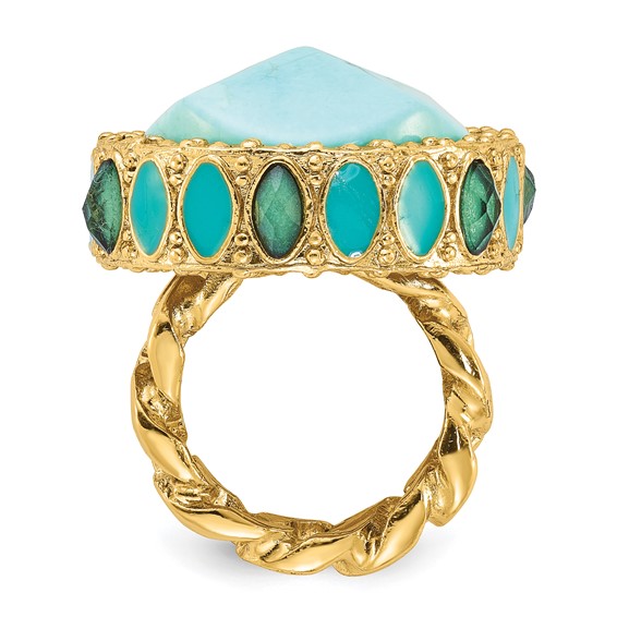 Laundry Gold-tone Resin & Simulated Composite Stones Ring