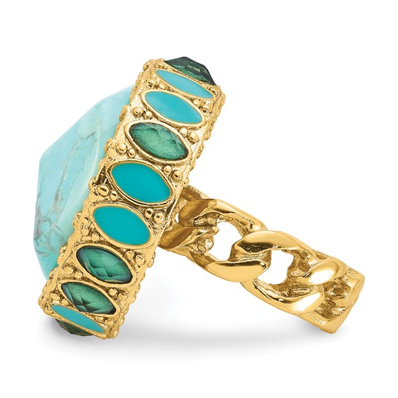 Laundry Gold-tone Resin & Simulated Composite Stones Ring