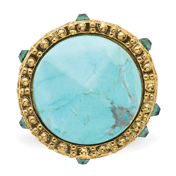 Laundry Gold-tone Resin & Simulated Composite Stones Ring