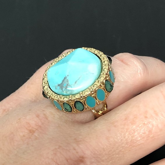 Laundry Gold-tone Resin & Simulated Composite Stones Ring