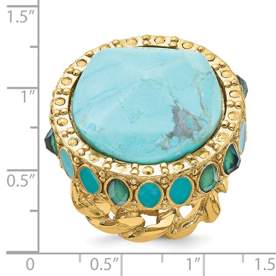 Laundry Gold-tone Resin & Simulated Composite Stones Ring