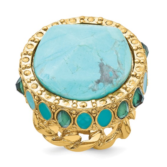Laundry Gold-tone Resin & Simulated Composite Stones Ring