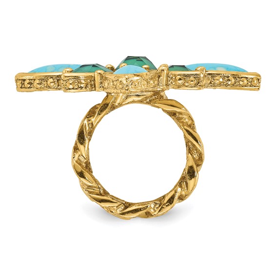 Laundry Gold-tone Resin & Simulated Composite Stones Ring