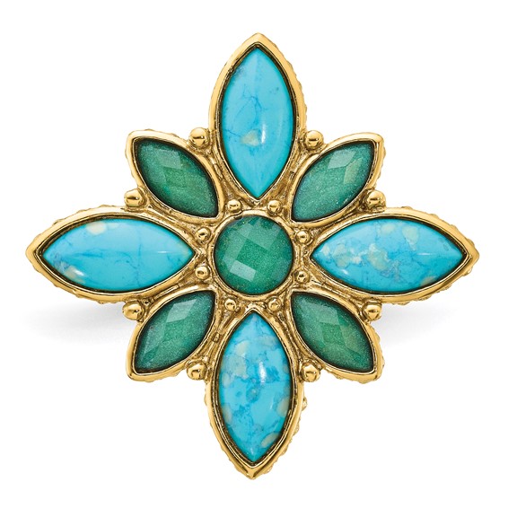 Laundry Gold-tone Resin & Simulated Composite Stones Ring